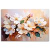 Obraz na plátne Maľované biele kvety v béžovej farbe (Rozmery 90 x 60 cm)