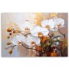Obraz na plátne Biele kvety orchideí na abstraktnom béžovom pozadí (Rozmery 90 x 60 cm)