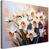 Obraz na plátne Narcisy Kvety na abstraktnom béžovom pozadí (Rozmery 90 x 60 cm)