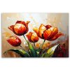 Obraz na plátne Červené tulipány na béžovom abstraktnom pozadí (Rozmery 90 x 60 cm)