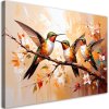 Obraz na plátne Farebné kolibríky vtáky na béžovom pozadí (Rozmery 90 x 60 cm)