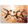 Obraz na plátne Farebné kolibríky vtáky na béžovom pozadí (Rozmery 90 x 60 cm)