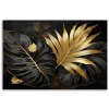 Obraz na plátne Čierne a zlaté listy Monstera (Rozmery 120 x 80 cm)