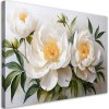 Obraz na plátne Biele prešívané kvety pivonky (Rozmery 120 x 80 cm)