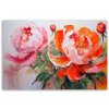 Obraz na plátne Ružové kvety pivonky oranžová (Rozmery 120 x 80 cm)