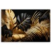 Obraz na plátne Zlato-čierne palmové listy Monstera (Rozmery 120 x 80 cm)