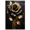 Obraz na plátne Kvet ruže Zlato Čierny Glamour (Rozmery 80 x 120 cm)