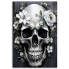 Obraz na plátne Lebka s bielymi kvetmi (Rozmery 80 x 120 cm)