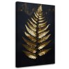 Obraz na plátne List zlatého papradia na čiernom pozadí (Rozmery 80 x 120 cm)