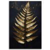 Obraz na plátne List zlatého papradia na čiernom pozadí (Rozmery 80 x 120 cm)