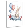 Obraz na plátne Králik v lietadle s balónmi (Rozmery 80 x 120 cm)