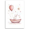 Obraz na plátne Králik v člne s balónom Boho (Rozmery 80 x 120 cm)