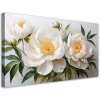 Obraz na plátne Biele prešívané kvety pivonky (Rozmery 120 x 60 cm)