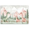 Obraz na plátne Dinosaurs Mountains Forest Green (Rozmery 60 x 40 cm)