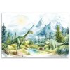 Obraz na plátne Dinosaury Prehistorické plazy Krajina Zelená (Rozmery 60 x 40 cm)