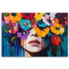 Obraz na plátne Žena s farebnými kvetmi na hlave (Rozmery 120 x 80 cm)