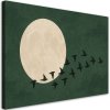 Obraz na plátne Stádo vtákov Minimalizmus Béžová Zelená (Rozmery 90 x 60 cm)