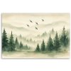 Obraz na plátne Les Hory Vtáky Akvarel Zelená Príroda (Rozmery 90 x 60 cm)