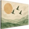 Obraz na plátne Vtáky Hory Akvarel Zelená Béžová (Rozmery 90 x 60 cm)
