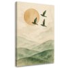Obraz na plátne Vtáky Hory Akvarel Zelená Béžová (Rozmery 80 x 120 cm)