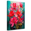 Obraz na plátne Kvety Pulzujúce Akvarel Červená Tirkisová Príroda (Rozmery 80 x 120 cm)