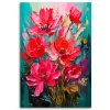Obraz na plátne Kvety Pulzujúce Akvarel Červená Tirkisová Príroda (Rozmery 80 x 120 cm)