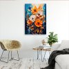 Obraz na plátne Kvety Obraz Techura Akvarel Oranžová Modrá (Rozmery 80 x 120 cm)