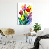Obraz na plátne Tulipány akvarel farebná príroda (Rozmery 80 x 120 cm)