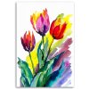 Obraz na plátne Tulipány akvarel farebná príroda (Rozmery 80 x 120 cm)