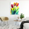 Obraz na plátne Tulipány akvarel farebná príroda jar (Rozmery 80 x 120 cm)