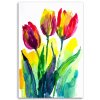 Obraz na plátne Tulipány akvarel farebná príroda jar (Rozmery 80 x 120 cm)