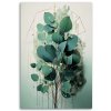 Obraz na plátne Eukalyptová vetvička akvarel tyrkysový minimalizmus (Rozmery 80 x 120 cm)