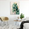 Obraz na plátne Eukalyptové listy geometrické zlaté zelené moderné (Rozmery 80 x 120 cm)