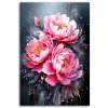 Obraz na plátne Pivoňky Ružové Kvety Akvarel Tmavé pozadie (Rozmery 80 x 120 cm)