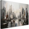 Obraz na plátne Abstrakčné mesto mrakodrapy v béžovej farbe (Rozmery 90 x 60 cm)