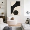 Obraz na plátne abstraktné línie kruh béžové čierne minimalizmus (Rozmery 80 x 120 cm)