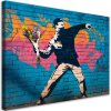 Obraz na plátne Banksy ‚Flower Thrower‘ Street Art (Rozmery 120 x 80 cm)