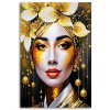Obraz na plátne Žena kvetinová glamour zlatá portrét moderná (Rozmery 80 x 120 cm)
