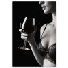 Obraz na plátne Žena v spodnej bielizni s pohárom vína (Rozmery 40 x 60 cm)