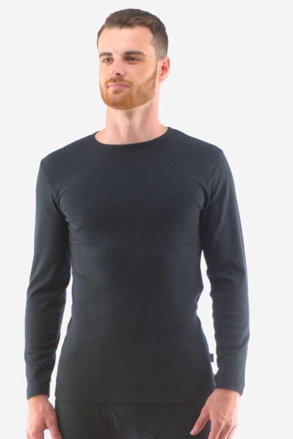 Pánske tričko s dlhým rukávom GINA 78003 čierne