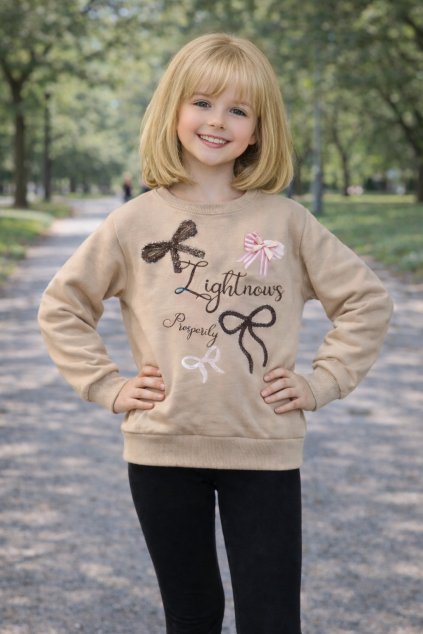 4913 Dievčenská mikina bežová