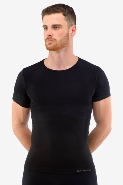 Pánske bambusové tričko s krátkym rukávom – čierne, antibakteriálne a priedušné