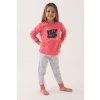 Detské pyžamo ROLYPOLY, ružový top s nápisom a sivé nohavice,
