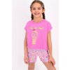 Detail dievčenského pyžama Ice Cream – ružové tričko so zmrzlinou a vzorované kraťasy