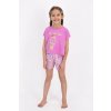 Dievčenské letné pyžamo Ice Cream – ružové tričko a krátke nohavice s potlačou zmrzliny, pohľad spredu