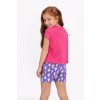 Dievčenské pyžamo Sweet Drink – pohľad zozadu na ružový top a fialové kraťasy