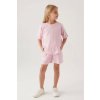 Dievčenské pyžamo Basic Pink – ružové tričko a kraťasy, pohľad spredu