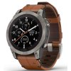 fenix7Pro Titanium Leather band leva1