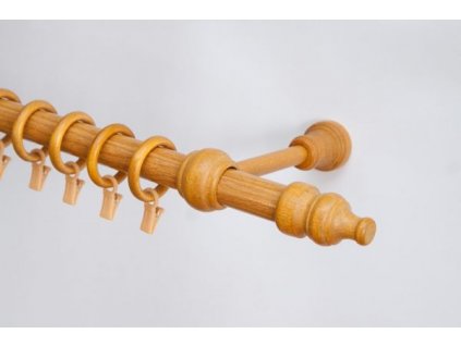 Dřevěná záclonová tyč jednořadá Zlatý dub Favorite 28 mm