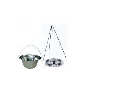 nerezový kotlík 10l- tl. 0,6mm,poklice a trojnožka 1,2m